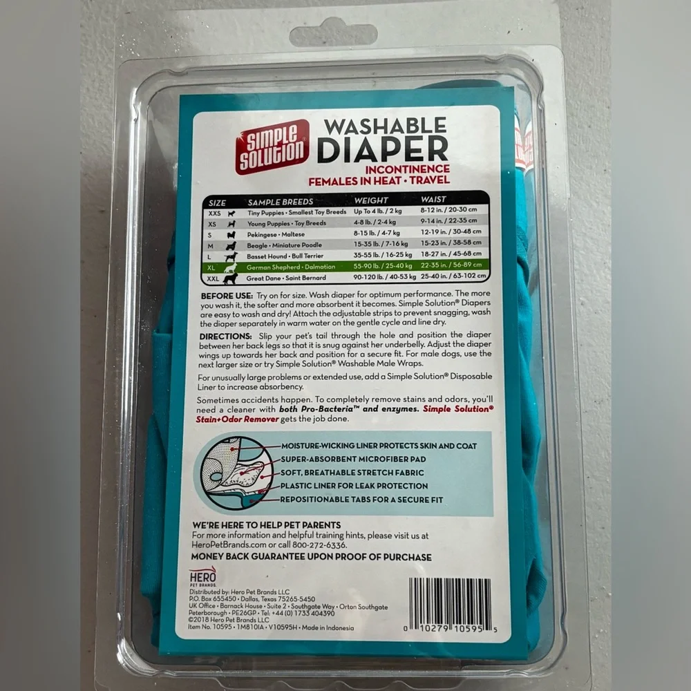 Simple Solution Blue XL Dog Washable Diaper
